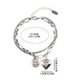 thumbnail image 2 of Bracelets 2 Heart Round Piece Double Layer 925 Silver for Girlfriends Modern Design with Personality String Female Jewelry, 2 of 6