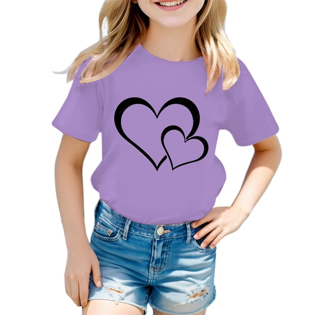TZEWGL Chemise Décontractée pour Infnat Été Mignonne Graphique Col Rond Manches Courtes Vêtements pour Filles Garçons Taille 5-6T