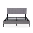 thumbnail image 2 of Mainstays Upholstered Queen Platform Bed Frame with Square Stitch Height Adjustable Headboard, Grey, 2 of 9