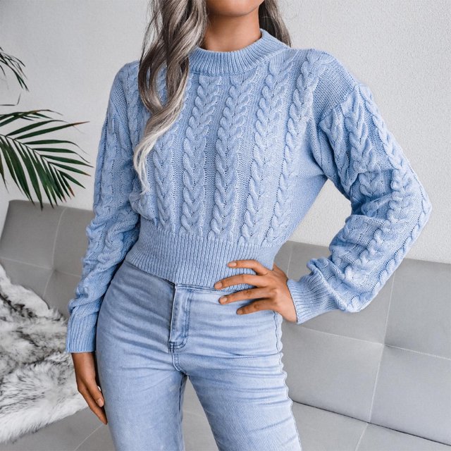 EGNMCR Chandails pour Femmes Mode Décontractée Manches Longues Creux Base Tricoté Chandail, Cadeaux pour Femmes