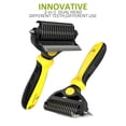 thumbnail image 4 of 2 in 1 Professional Grooming Rake for Cats & Dogs-Dematting Comb for Easy Mats & Tangles Removing,Hair Removal Cleaner for Pets(Lemon Yellow), 4 of 7