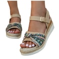 thumbnail image 2 of IUJSOY Womens Platform Wedge Sandals Open Toe Bowknot Espadrilles Buckle Ankle Strap Summer Shoes, 2 of 8