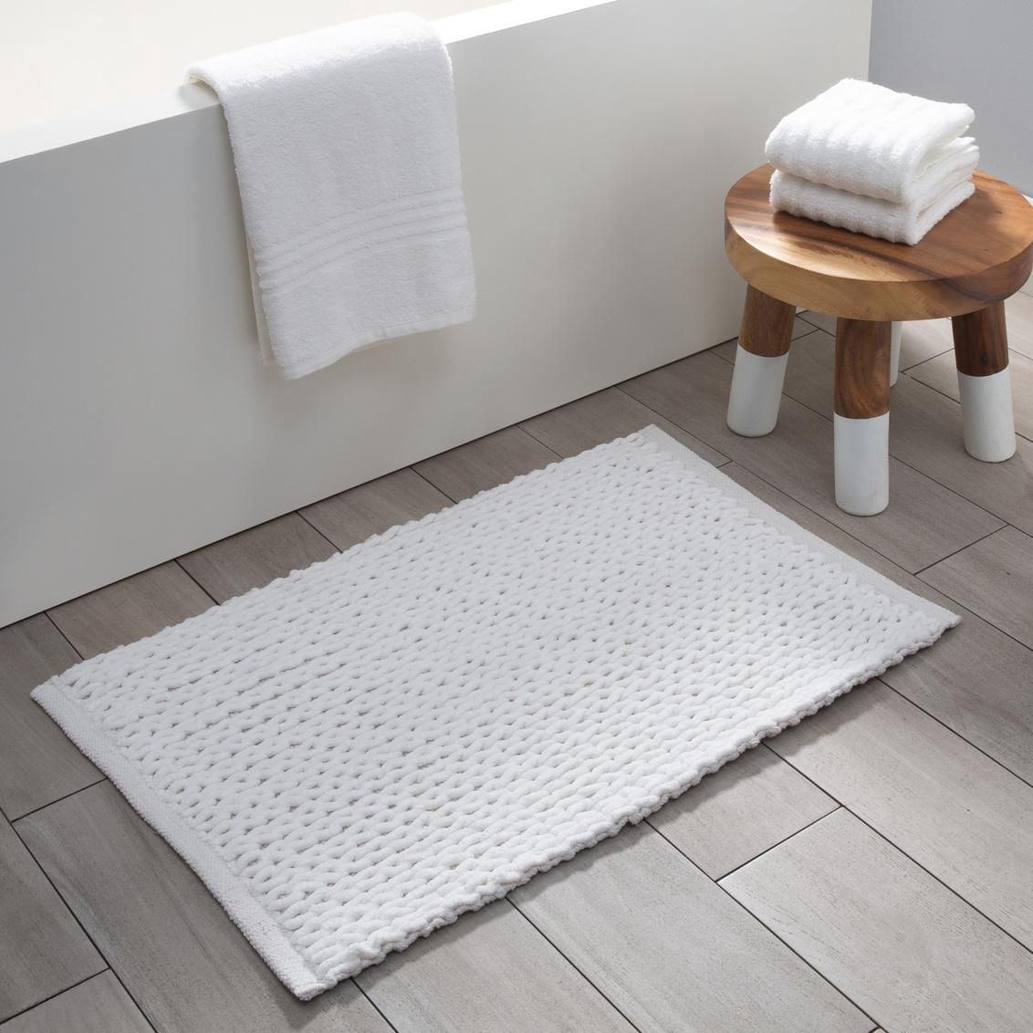 MODA BRAIDED BLANC TAPIS DE BAIN 20 x 32"