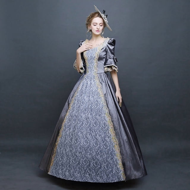 UPPADA Costumes Gothiques pour Femmes à Manches Longues Victorian Dresses Robe Corset Grande Taille Robe Maxi Fluide Robe de Fête Cocktail Robe Lacée Robe de Mascarade Jolies Robes de Bal Offres du Jour