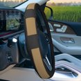thumbnail image 4 of FH Group FH2002-BEIGEBLACK Deluxe Full Grain Authentic Leather Steering Wheel Cover- BEIGEBLACK, 4 of 5