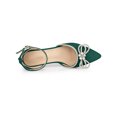 thumbnail image 4 of BLISSFUL STEP Women's Rhinestones Bow Ankle Strap Stiletto Heel Pumps Green (Size 7), 4 of 7