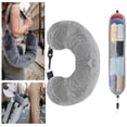 thumbnail image 1 of XYAIYT Sac de Rangement Multifonction pour Appuie-Tête de Voyage, Rembourrage, Oreiller de Cou en Forme de U, Housse en Velours Douce, Fermeture Éclair, Oreiller de Voyage Auto-Remplissant pour Avion, Road Trip, Camping et Fréquences 35,4 Pouces Gris, 1 of 3