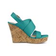 thumbnail image 3 of BLISSFUL STEP Sandales à Talons Compensés pour Femmes à Plateforme avec Bride à la Cheville Sandales Vert Lac 10, 3 of 7