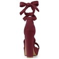 thumbnail image 2 of BLISSFUL STEP Women's Lace Up Platform Block Heel Sandals Burgundy (Size 7), 2 of 8