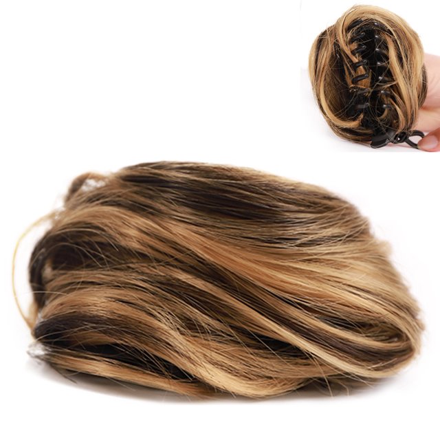 Pièce de Cheveux Chignon Décoiffé à Clipser Extensions de Cheveux à Griffes Queue de Cheval Naturelle Peignes Synthétiques Ajout de Volume Capillaire pour Femmes