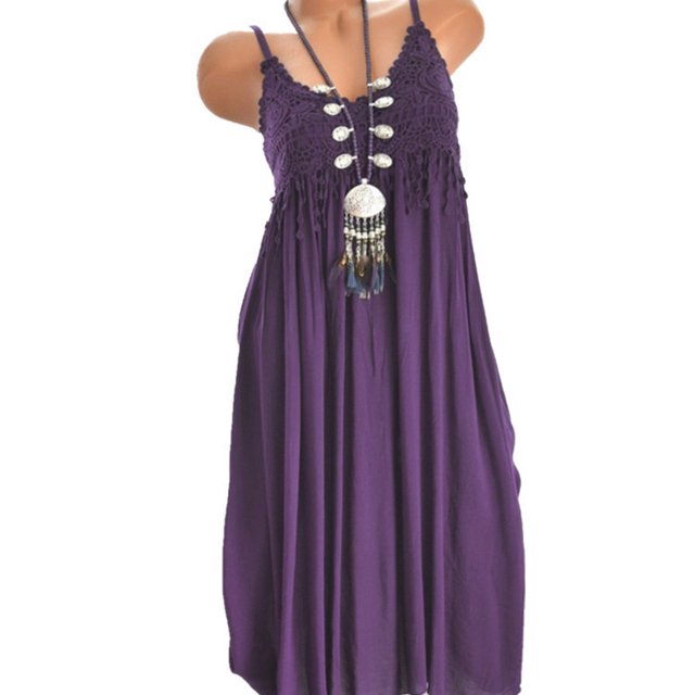 SMihono Robe Maxi Bohème d'Été pour Femmes Grande Taille Mode pour Femmes Sans Manches d'Été à Franges en Coton Robe Longue Mode Robe de Plage Évasée