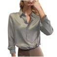 thumbnail image 1 of GigrtiJin Chemises Boutonnées pour Femmes Automne Manches Longues Col Rabattu Couleur Unie Mode Décontractée Confortable Hauts Amples, 1 of 5