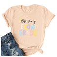 thumbnail image 1 of TSADFHJI Hauts Brillants pour Femmes Manches Longues Mode Décontractée Imprimée Col Rond Manches Courtes Chandail T-Shirt TTG Beige, 1 of 4