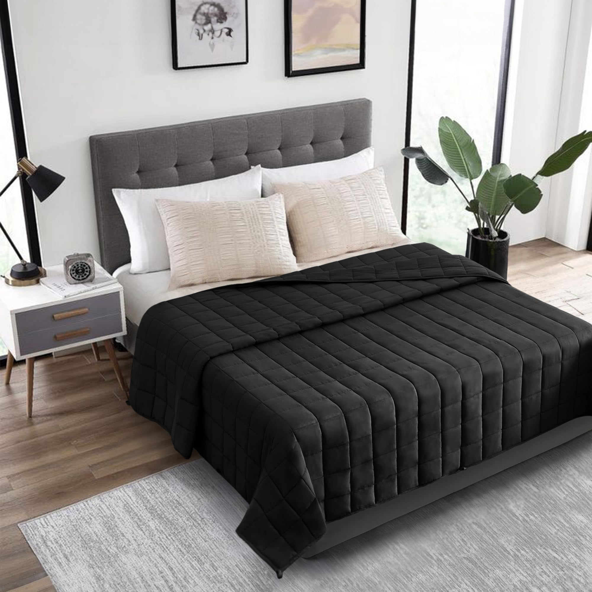Black Weighted Blanket King Size 20 lbs, Breathable, Hypoallergenic Soft Fabric, King Size Weighted Blankets for Adults, Oversized King Weighted Blanket, California King Weighted Blanket