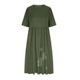 thumbnail image 4 of Robe Longue d'Été pour Femmes en Coton et Lin Grande Taille, Col Ras du Cou, Décontractée, Ample, Tunique, Robe T-Shirt, Robe de Printemps avec Poches, 4 of 6