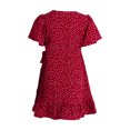 thumbnail image 2 of Kmbangi Robe à Pois Rouges pour Maman et Moi, Manches Courtes, Col en V, Ourlet à Volants, Été, Décontractée, Ligne A, Parent-Enfant, 2 of 9