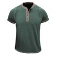 thumbnail image 1 of Penkiiy T-Shirt pour Homme à Manches Courtes, Décontracté, Mode, Col Rond, Chandail, Boutons, Blouse, L Vert, 1 of 7
