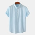 thumbnail image 2 of cfhntfmh Cotton Linen Shirts for Men Summer Short Sleeve Button up Beach T-Shirts Lightweight Solid Collared Tops, 2 of 7