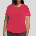 thumbnail image 2 of YFELWZ T-Shirt à Manches Courtes à Col Rond Uni pour Femme Grande Taille Rouge Melon D\'eau TTTG, 2 of 4