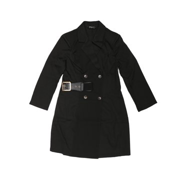 INSPIRE CHIC Women's Work Dresses Business Slit Sleeve Belted Double Breasted Blazer Dress S Black