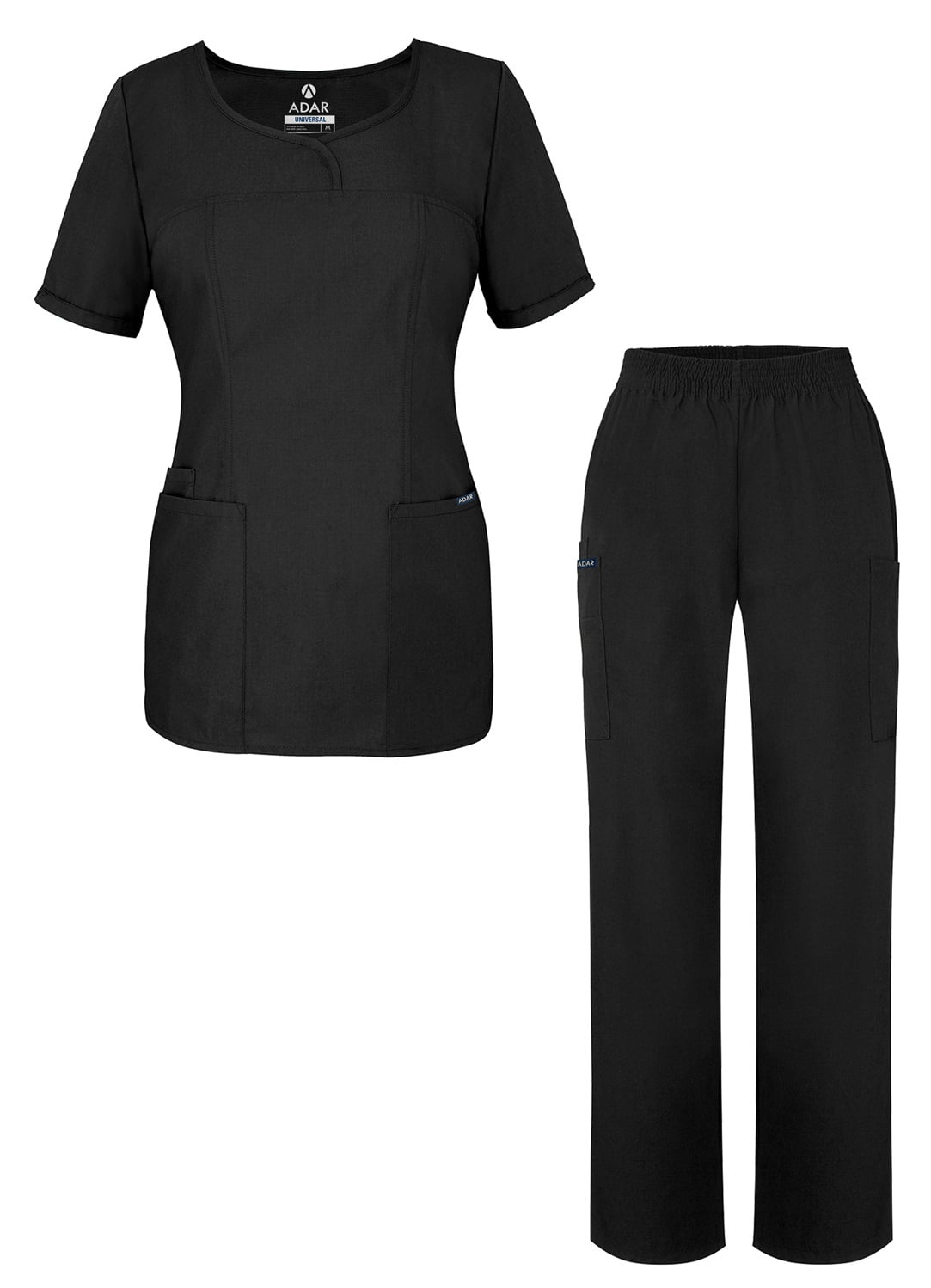 Adar Universal Women's Scrub Set - V-neck Scrub Top and Elastic Pull-On Scrub Pants