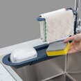 thumbnail image 1 of Oleegame 1PC Shower Soap Dish With Hook Adjustable To Fit Any Size Of Sinks Large Capacity StorageTelescopic Sink Storage Rack Blue, 1 of 3