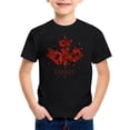 thumbnail image 3 of QUOTAY Hauts Décontractés pour Garçons T-Shirt à Manches Courtes à Col Rond avec Imprimé Graphique de la Fête du Canada pour l'École et les Activités Extérieures Âges 3-13 Ans T-Shirt de la Saint-Patrick Noir_002,140, 3 of 4