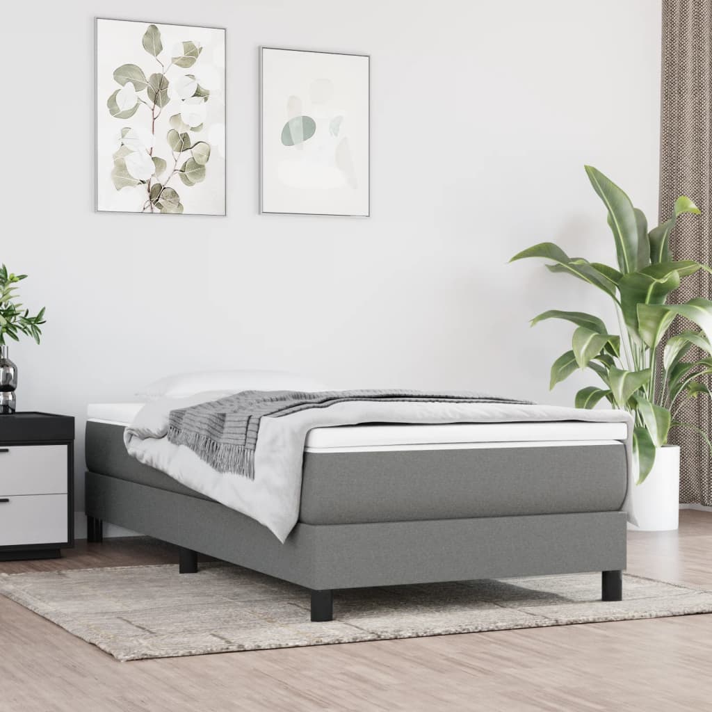 vidaXL Cadre de Lit Gris Foncé 100x203 cm Simple TG Tissu