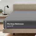 thumbnail image 4 of Bare Home Drap-Housse Ultra Doux - Poches Latérales Doubles - Premium 1800 Collection - Poche Profonde - Lit Simple, Gris, 4 of 7