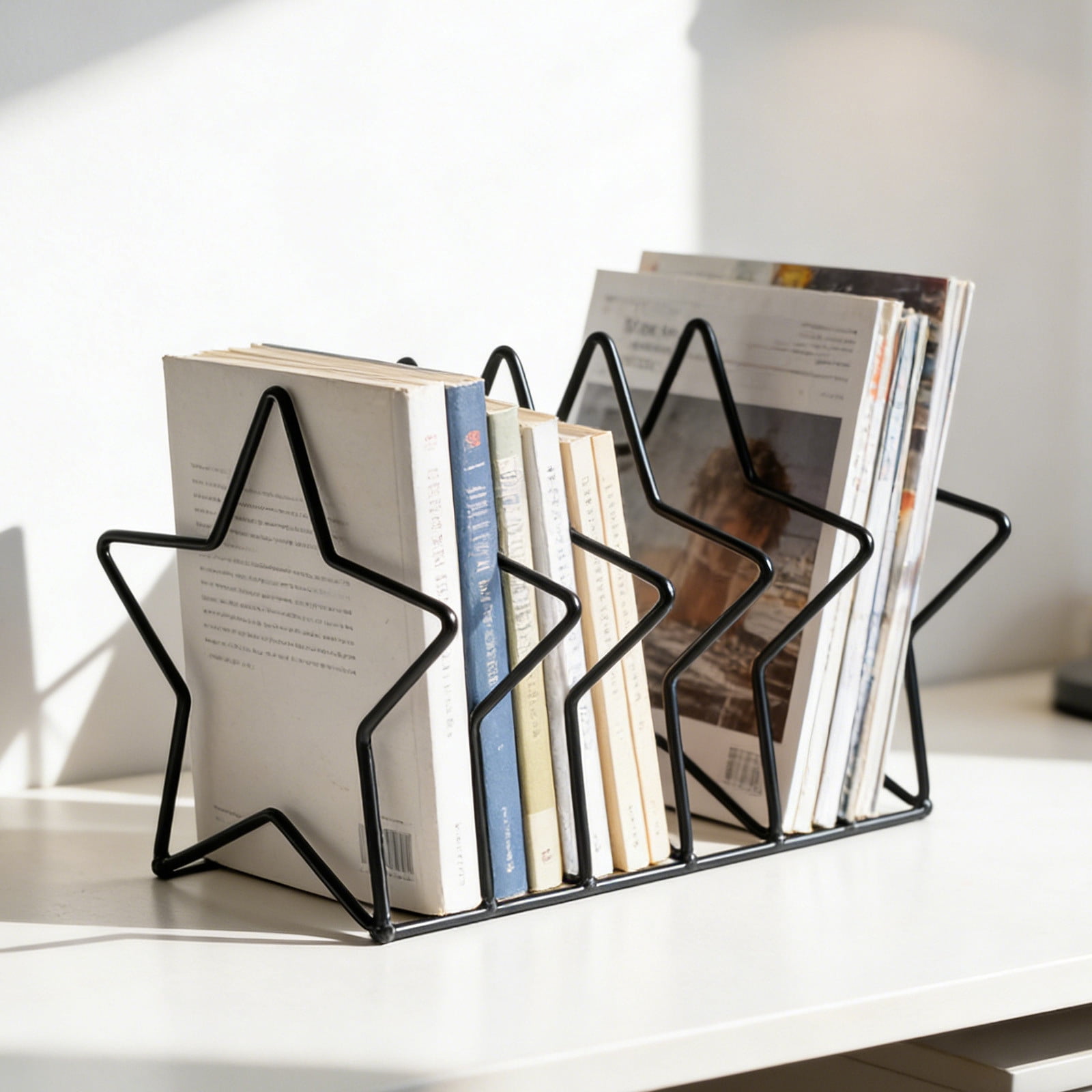 Amzcrzy Desktop Magazine Rack, Ironwork Triangular Decorative Shelf ...