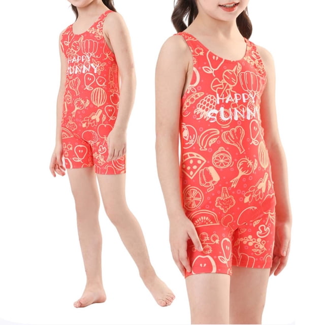 Maillots de Bain Fille Enfant Maillot Dermoprotecteur Dessin Animé Protection Solaire Manches Longues Maillot de Plage L