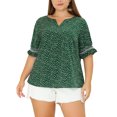 thumbnail image 1 of Agnes Orinda Women's Plus Size Blouses Pin Dots V Neck Ruffle Short Sleeve Spring Summer Boho Tops 1X Green, 1 of 6