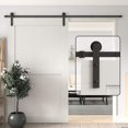 thumbnail image 1 of WINSOON 8 ft Single Sliding Barn Door Hardware Track Kit Black Finish Basic I Style, 1 of 7