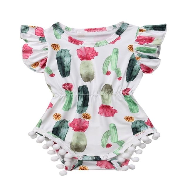 Combinaison une Pièce Sans Manches pour Bébé Fille, Cactus et Fleurs, Princesse, Combinaison de Soleil