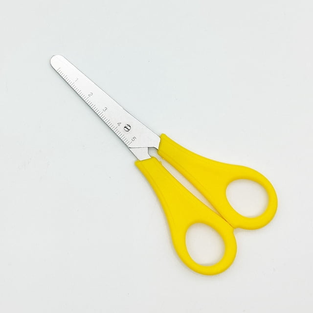 D Kids Ruler Scissors Safety Blades With Measurement Marks Crafting School Supplies Office Tool Pvc Protective Case 0.06Lb