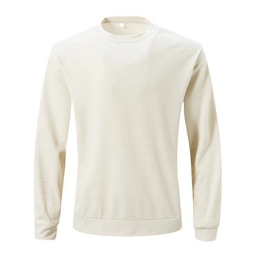 Jalioing Men's Basic Pullover Shirt Solid Color Long Sleeve Crew Neck Casual Sweatshirt Loose Texture Tops
