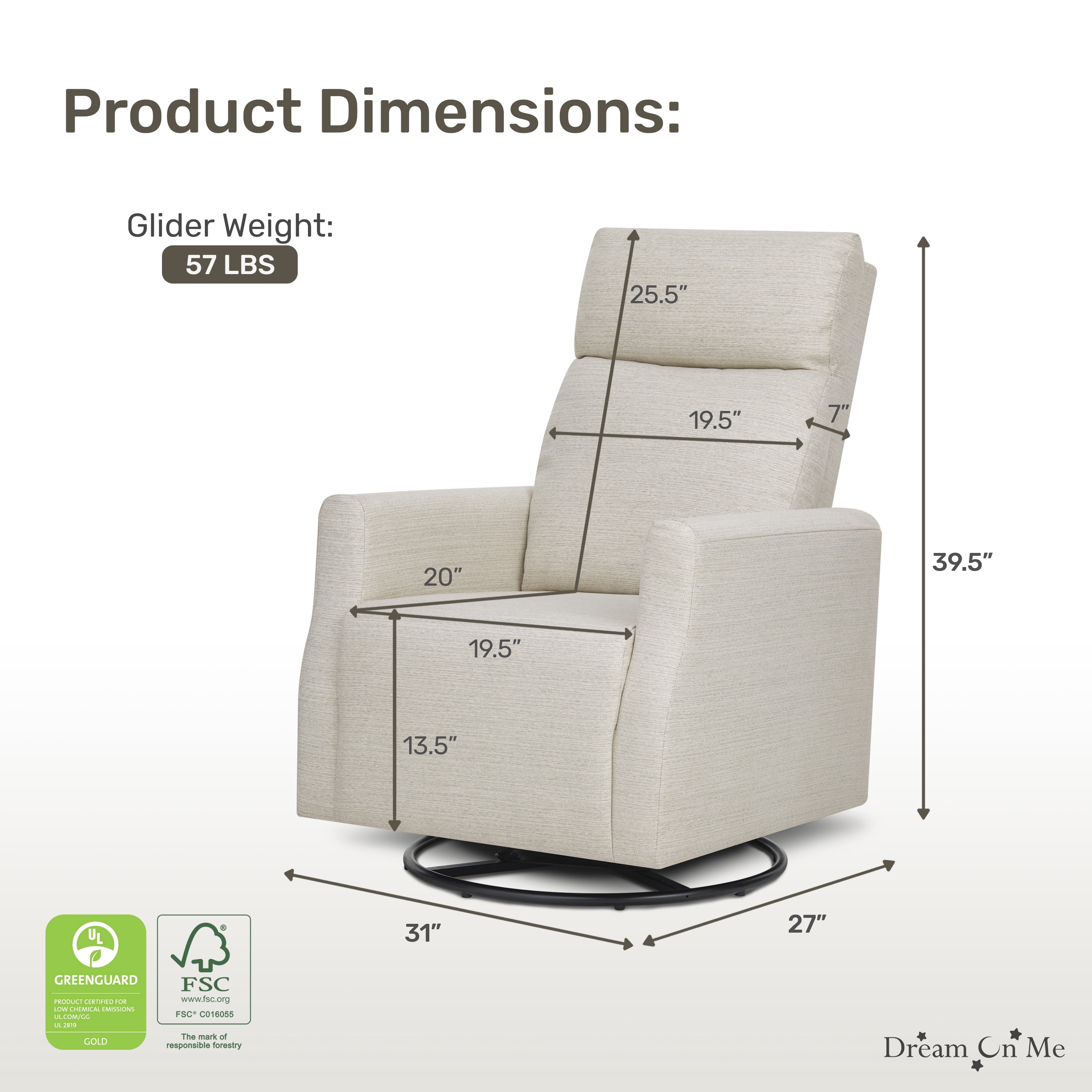 Dream On Me Oliver Swivel Glider