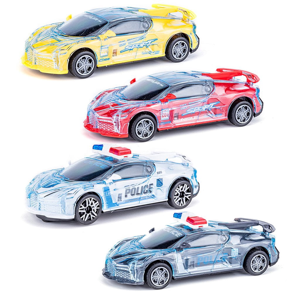 EASTIN Crystal LED Light Police Car Toys Plastic Racing Cars with Light and Music Kids Educational Toys Sports Car Model Toys