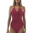 thumbnail image 1 of Womens Swimsuits Tankini Solid Color Triangle Backless Summer Beach Women's Swimwear Wine, 1 of 4