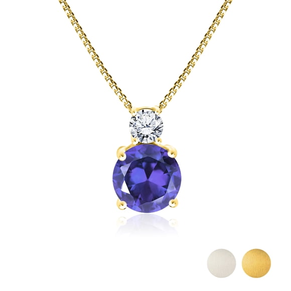 JeenMata 2 Carat June Birthstone Necklace - with Crystal Made with Swarovski - Dangling Round Cut Necklace Pendant in Yellow Gold Plating