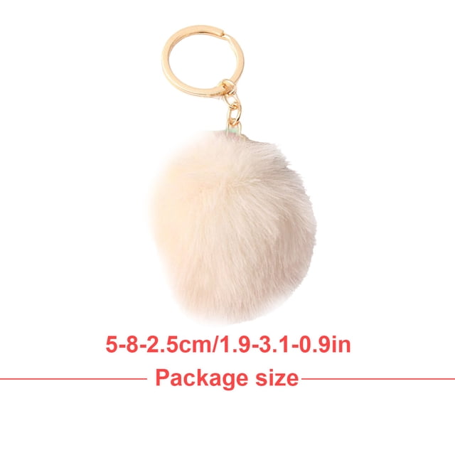 Fuzzy Ball Keychain Supple Comfortable Lovely Key Rings Adorable Practical Key Chains Women for Children Adults Elderly Students Beige 7cm