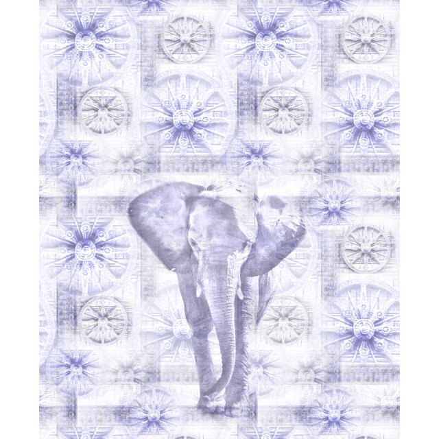 Soimoi Moss Tissu Georgette Tissu à Imprimé Panneau Éléphant et Roue au Mètre 42 Pouces de Large