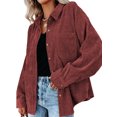 thumbnail image 2 of Womens Corduroy Casual Button Down Shirts Long Sleeve Boyfriend Oversized Collared Shacket Jacket Blouses Tops, 2 of 6