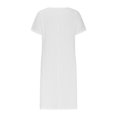 thumbnail image 4 of Fshaion Robe d'Été pour Femmes 2024 Grande Taille Col Rond à Nouer Manches Courtes Couleur Robe en Coton Coton Lin Robe Longueur Genou avec Manches Courtes et Col Ras du Cou Liquidation à Moins de 10!, 4 of 5