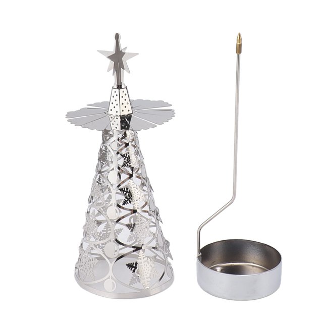 Stainless Steel Rotating Candle Holder with Tray for Romantic Home Decor and Special Occasions Tabletop Candlestick Set for Christmas Weddings Parties