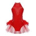 thumbnail image 3 of Oyolan Robe Tutu en Tulle à Strass Col Halter Scintillant pour Filles Vêtements Contemporains Robes de Danse Ballet pour Enfants Rouge 14, 3 of 7