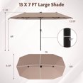 thumbnail image 3 of Costway 13 FT Large Patio Umbrella with LED Solar Lights Crank Handle 12 Heavy-Duty Ribs Brown, 3 of 10