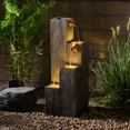 thumbnail image 1 of 34" Wooden Texture Cascading Water Fountain Indoor/Outdoor Use, 1 of 5