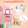 thumbnail image 3 of Costway Kid Vanity Set Wooden Makeup Table Stool Tri-Folding Mirror Polka Dot Print Pink, 3 of 10