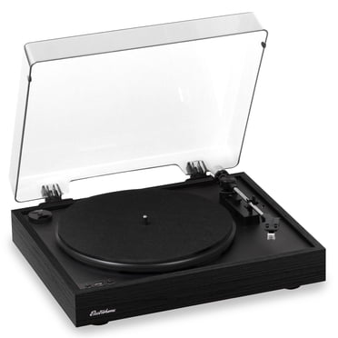 Electrohome Montrose Tourne-Disque Sans Fil à 2 Vitesses à Entraînement par Courroie, avec Stylet Audio-Technica, Bluetooth, Enregistrement du Vinyle au MP3, Moteur de Contrôle de Vitesse, Préampli Intégré, Socle en Bois (RR36B)